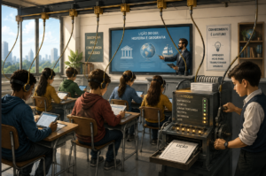 Ilustração modelo de ensino Industrial
